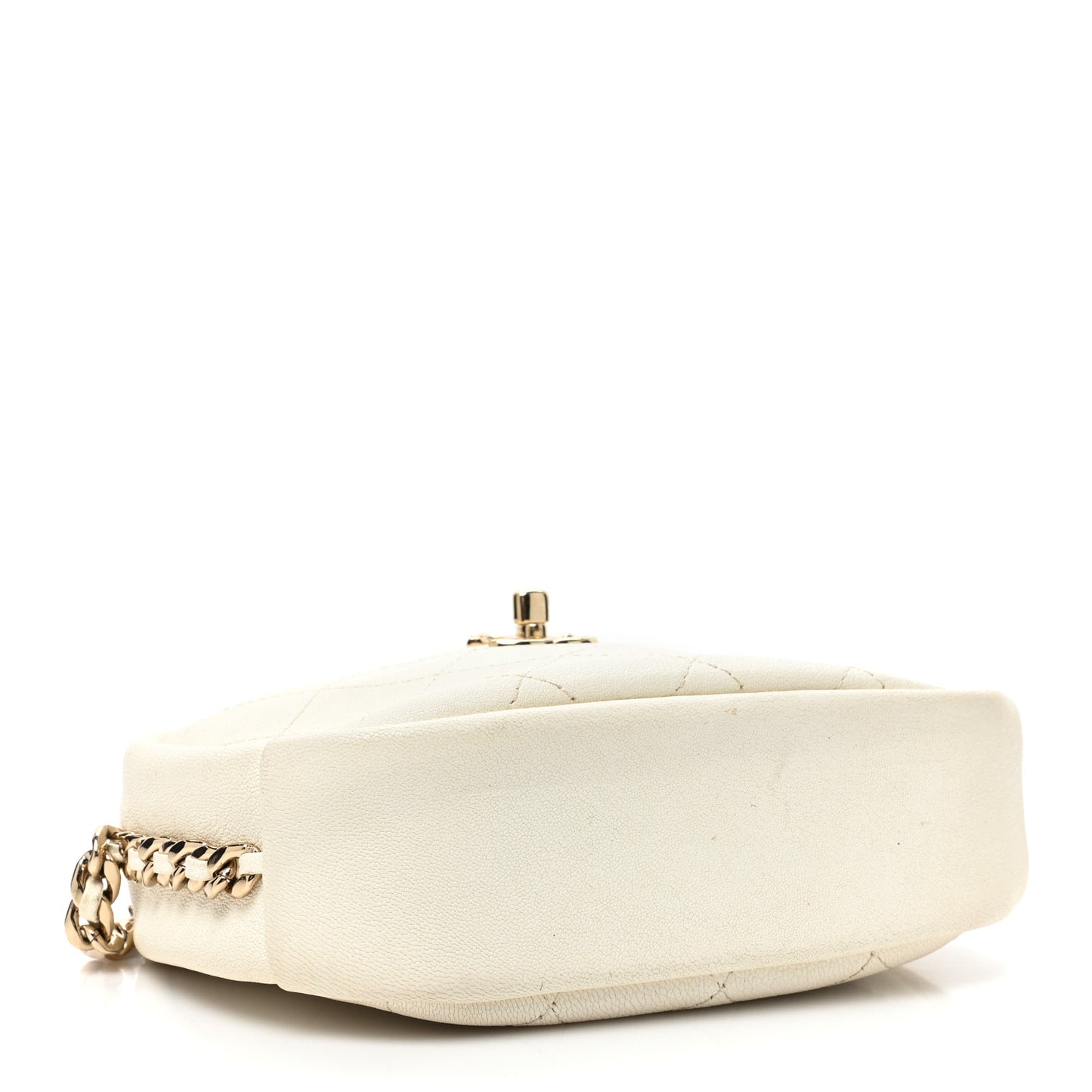 Goatskin Quilted Small Casual Trip Camera Case White