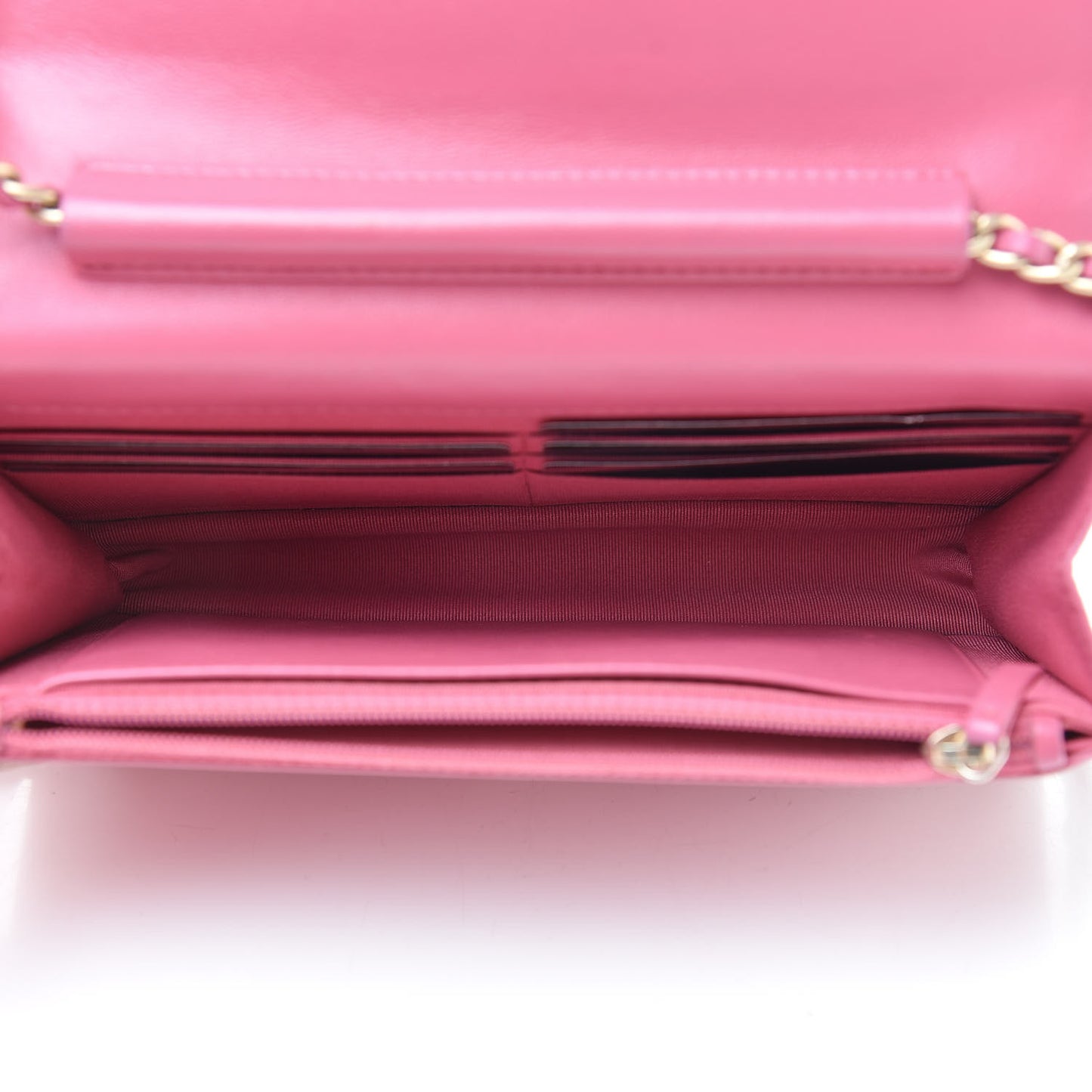 Lambskin Quilted Wallet On Chain WOC Pink