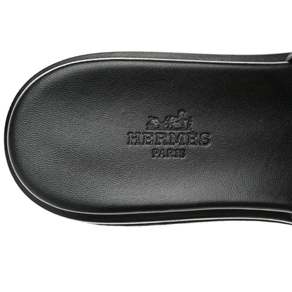 Hermes Calfskin Suede Eze 30 Sandals 37 Black 7 of 8