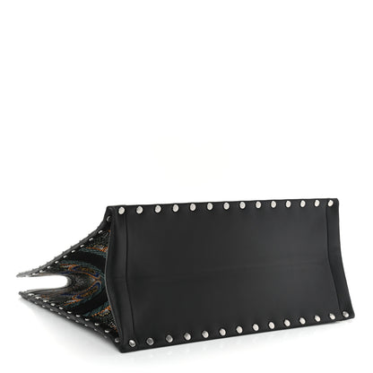 Christian Dior Calfskin Perforated Embroidered Dior In Lights Book Tote Black Multicolor 4 of 9