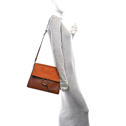 Chloe Suede Calfskin Medium Faye Shoulder Bag Tobacco 2 of 9