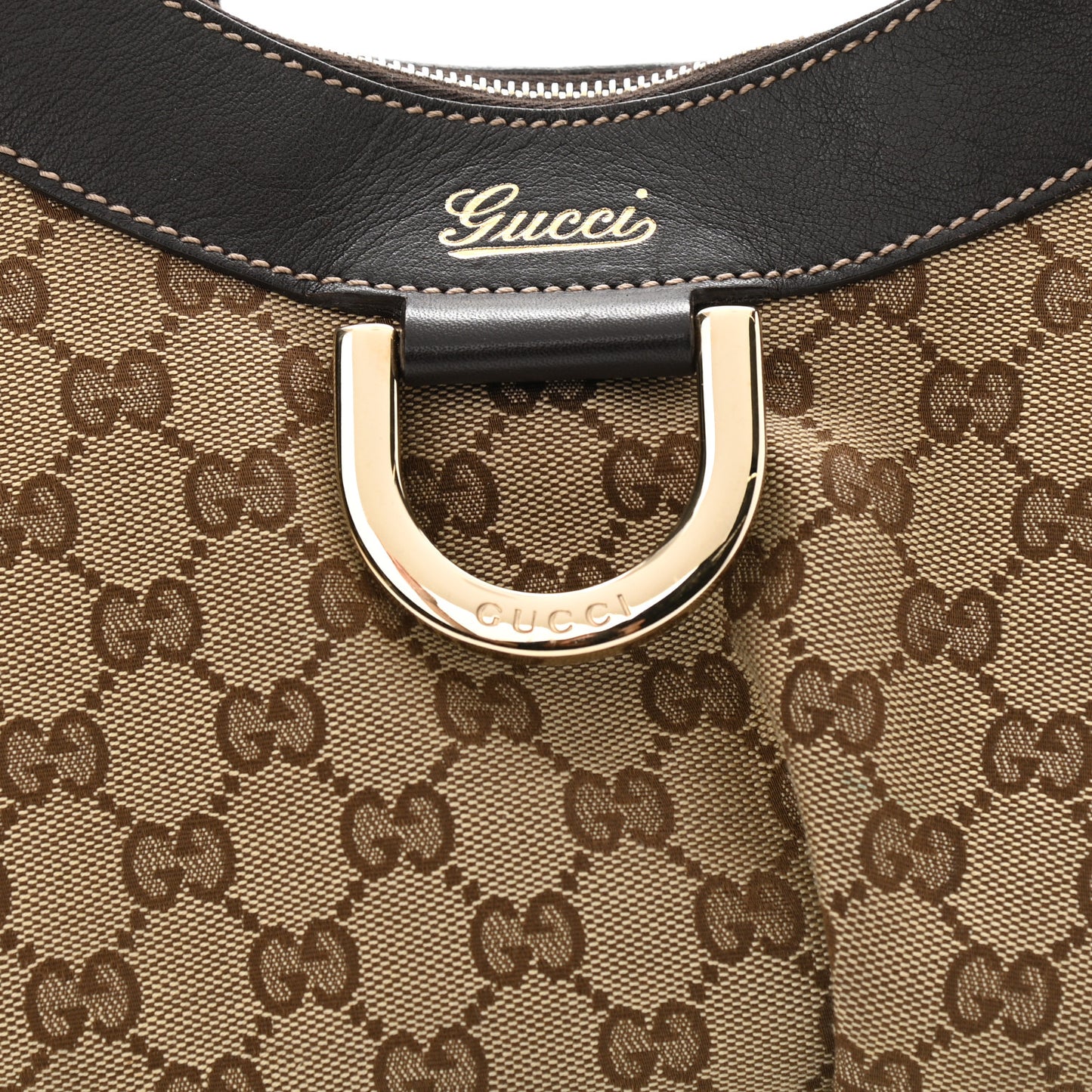 Monogram Medium D Gold Ring Hobo Dark Brown