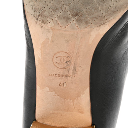 Chanel Calfskin Pearl Camellia Pumps 40 Black Gold 6 of 13