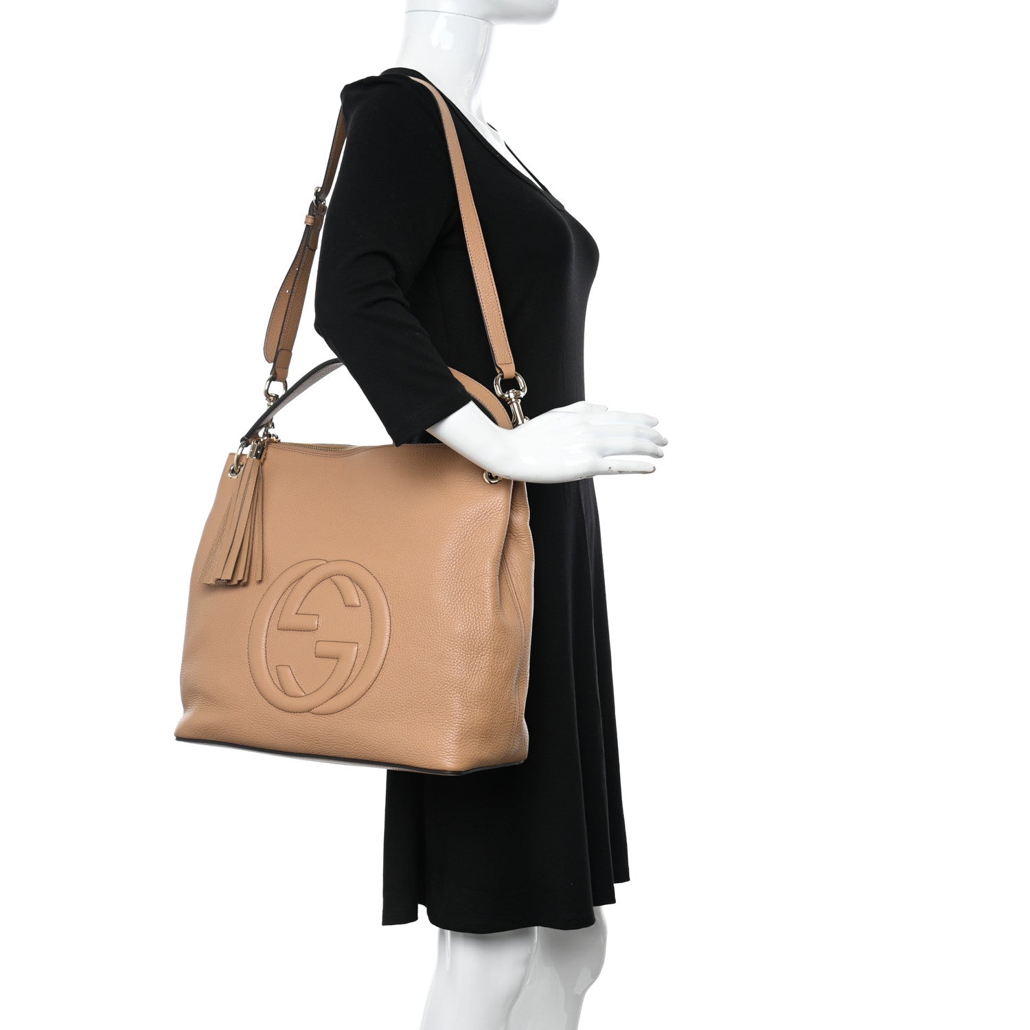 Gucci Pebbled Calfskin Large Soho Hobo Camelia 2 of 10