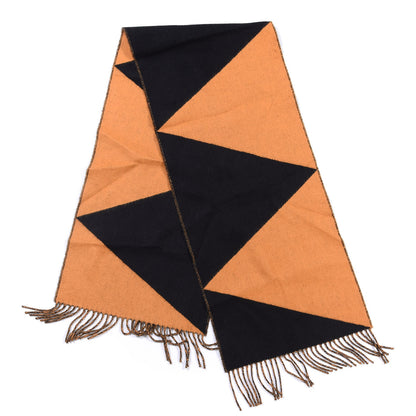 Hermes Cashmere Casaque Zig Zag Muffler Black Ocre Dore 1 of 3