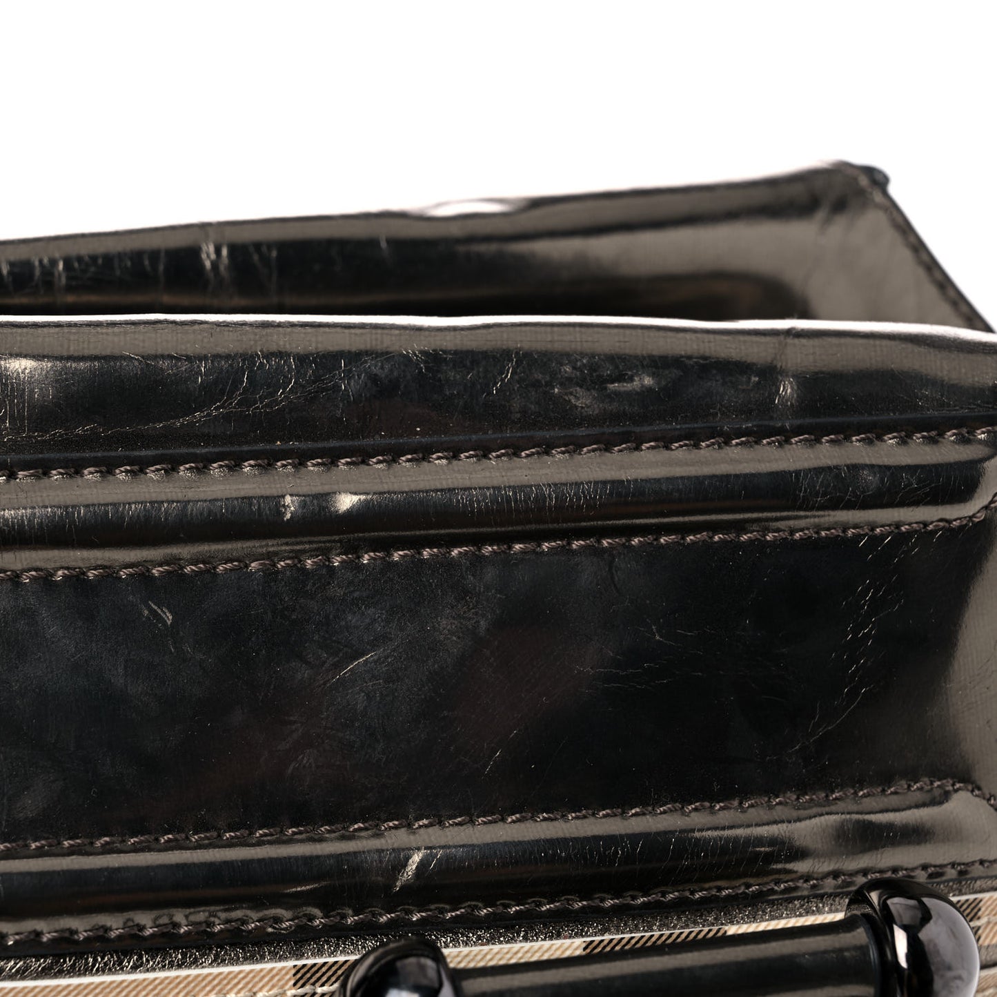Metallic Patent House Check Sliced Large Manor Tote Pewter
