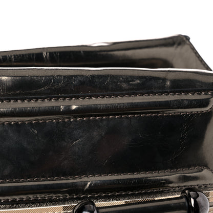 Burberry Metallic Patent House Check Sliced Large Manor Tote Pewter 15 of 22