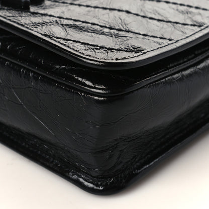 Saint Laurent Crinkled Calfskin Matelasse Monogram Niki Chain Wallet Black 9 of 9