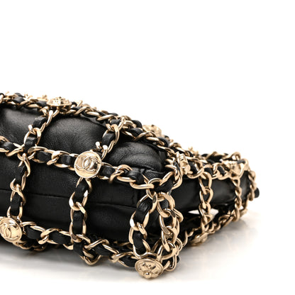 Chanel Lambskin Chain Frame Medallion Shoulder Bag Black 10 of 10