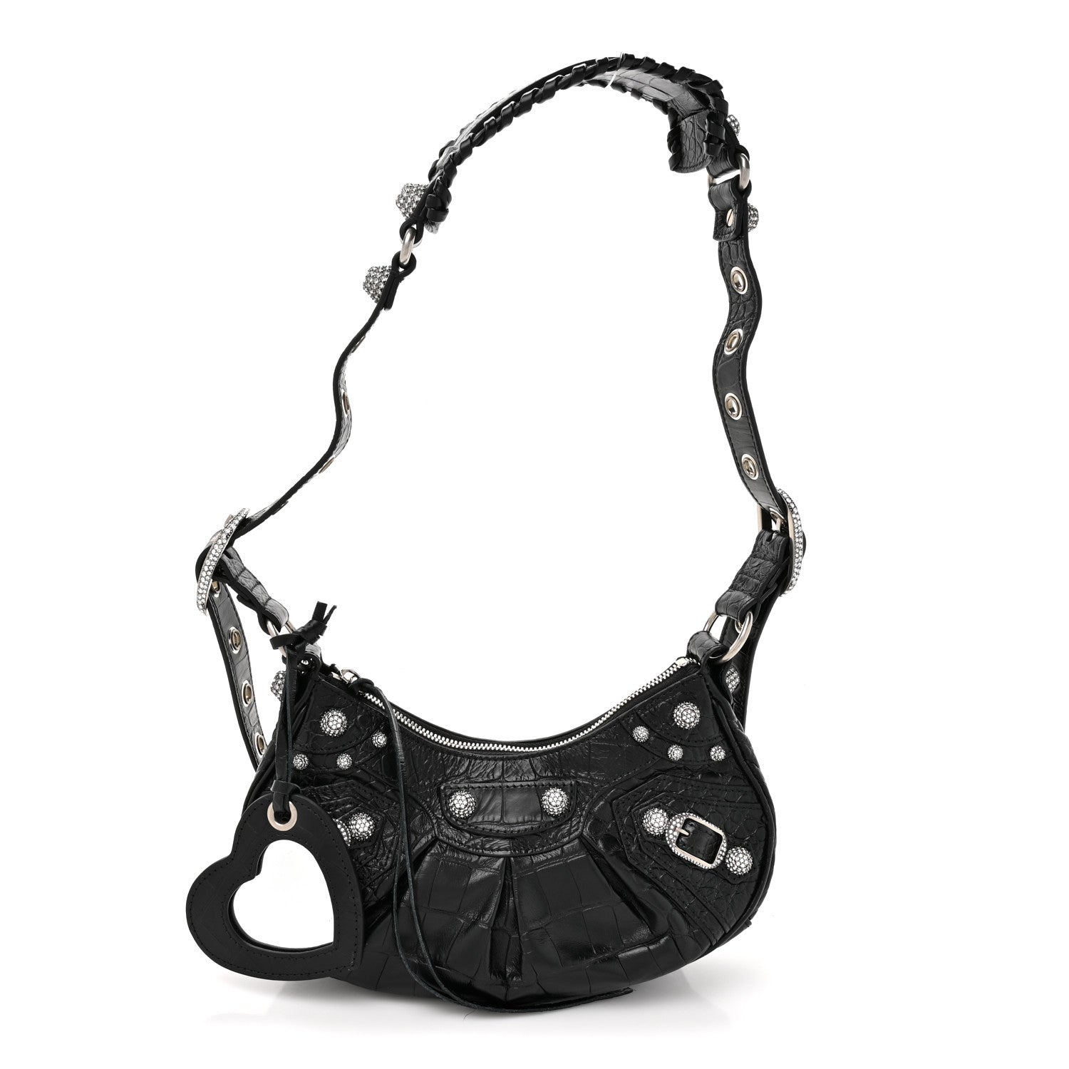 Balenciaga Extra Supple Calfskin Crystal Crocodile Embossed Le