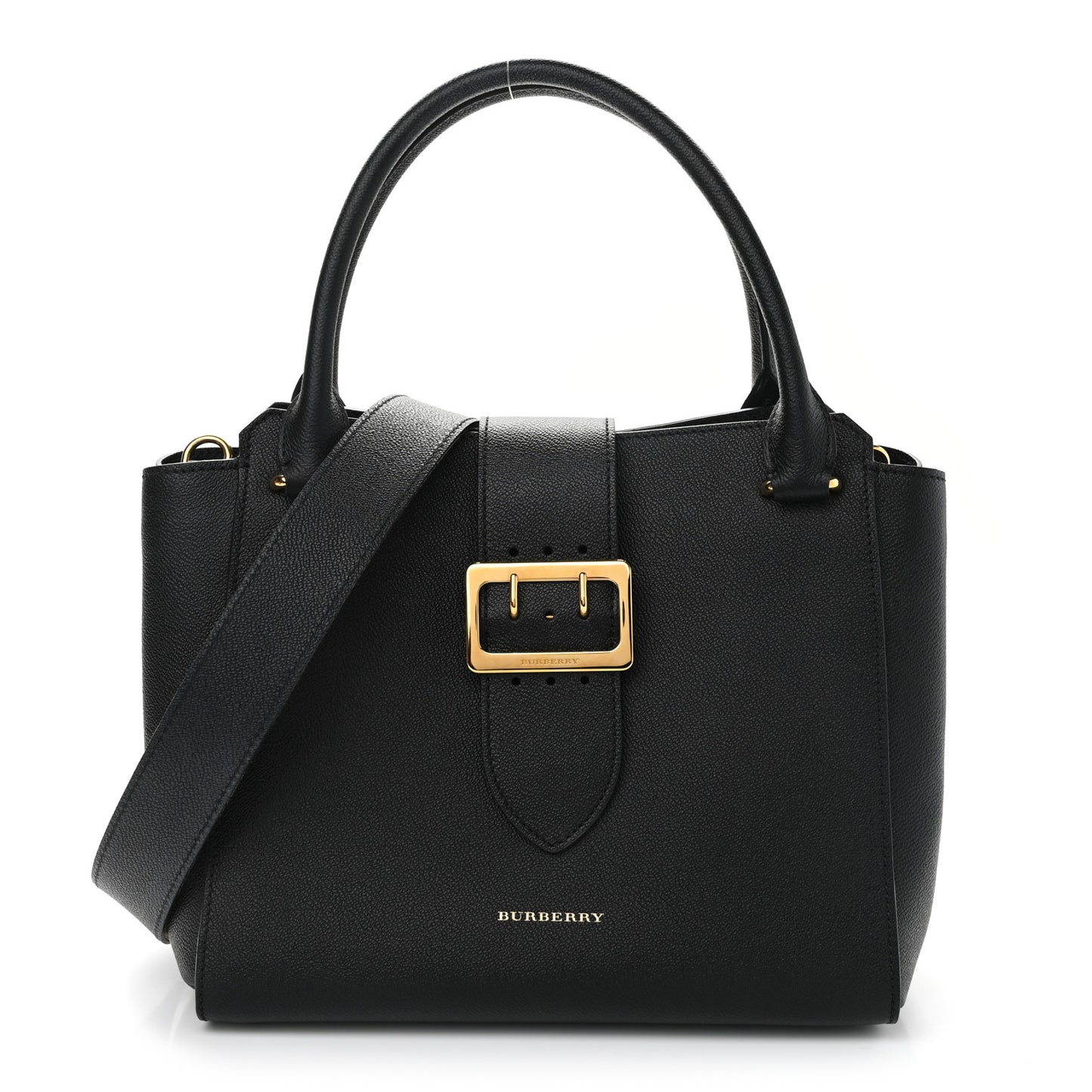 Soft Grain Calfskin Medium Buckle Tote Black