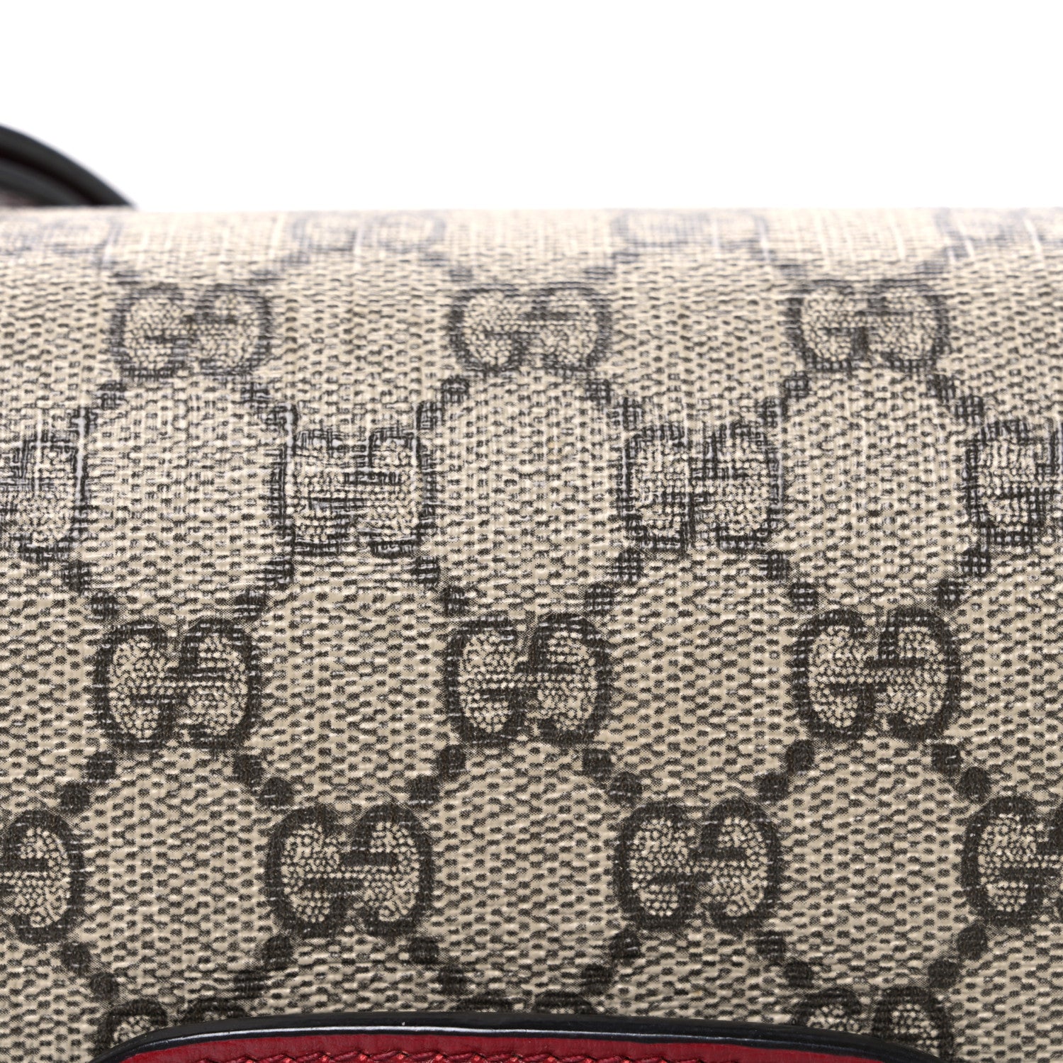 Gucci GG Supreme Monogram Azalea Calfskin Horsebit 1955 Shoulder Bag Beige Ebony New Cherry Red 8 of 10