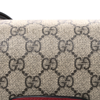 Gucci GG Supreme Monogram Azalea Calfskin Horsebit 1955 Shoulder Bag Beige Ebony New Cherry Red 8 of 10