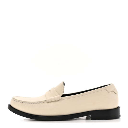 Calfskin Penny Loafers 40.5 Pearl