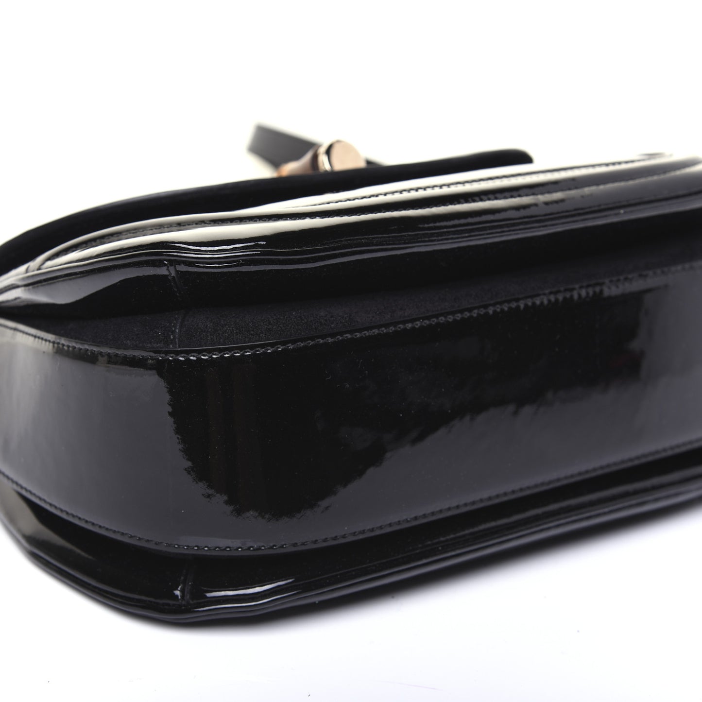 Patent Medium New Bamboo Top Handle Bag Black