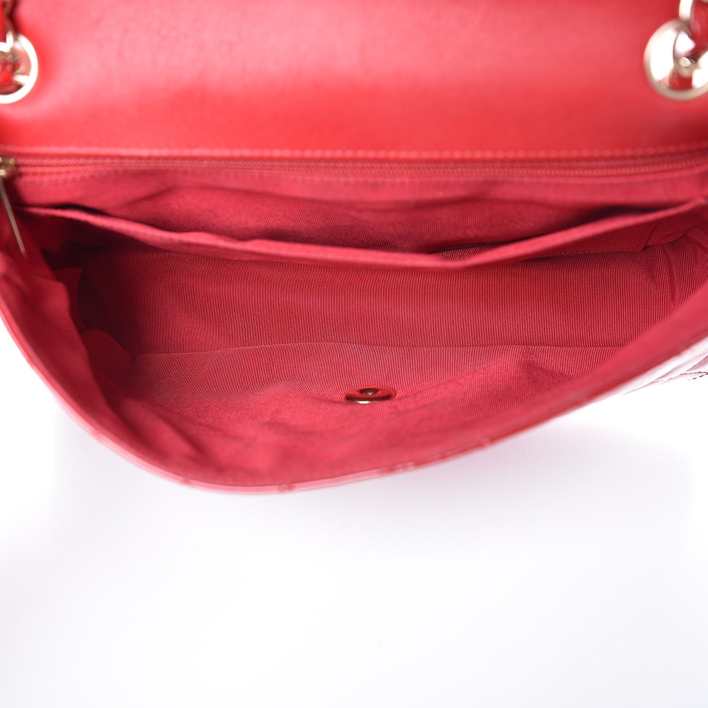 Patent Calfskin Quilted Valentine Charms Medium Single Flap Red