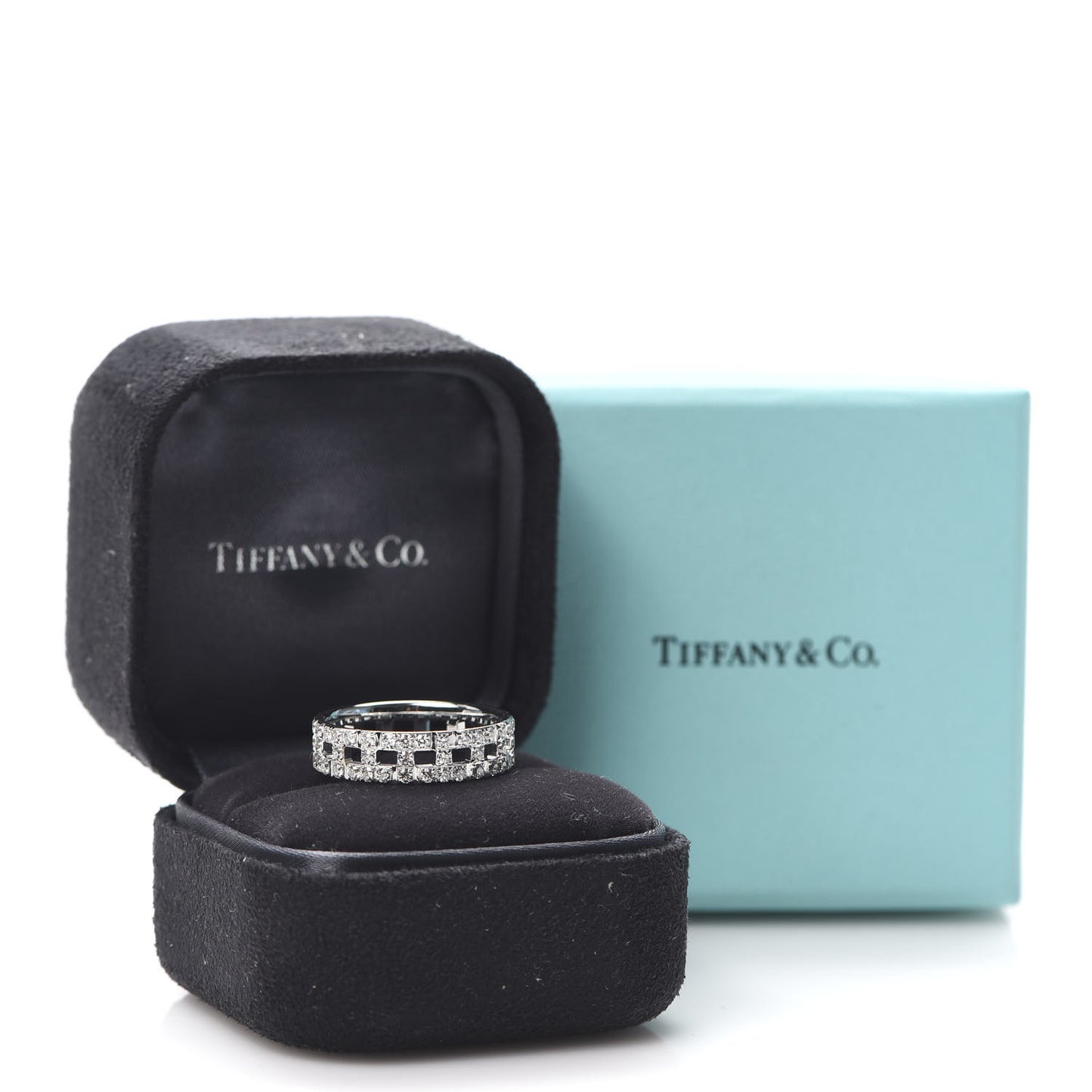 18K White Gold Diamond T True Wide Ring 58 8.5