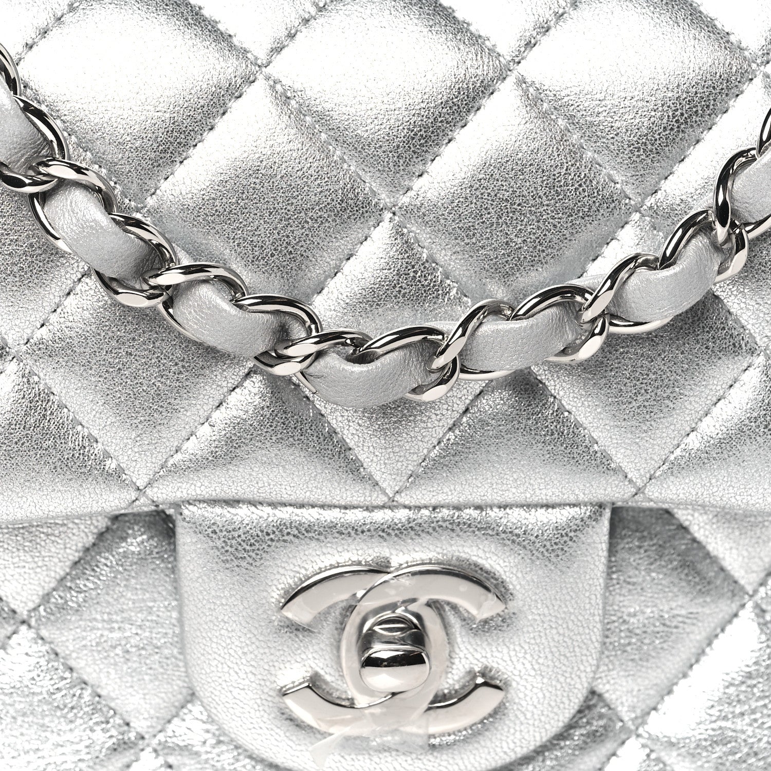 Chanel Metallic Lambskin Quilted Mini Rectangular Flap Silver 8 of 10