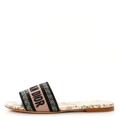 Christian Dior Canvas Jardin d’Hiver Embroidered Dway Flat Slide Sandals 36.5 White Multicolor 1 of 9