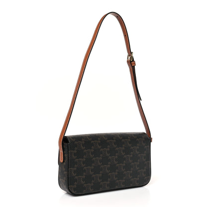 Celine Canvas Calfskin Triomphe Shoulder Bag Tan 3 of 9