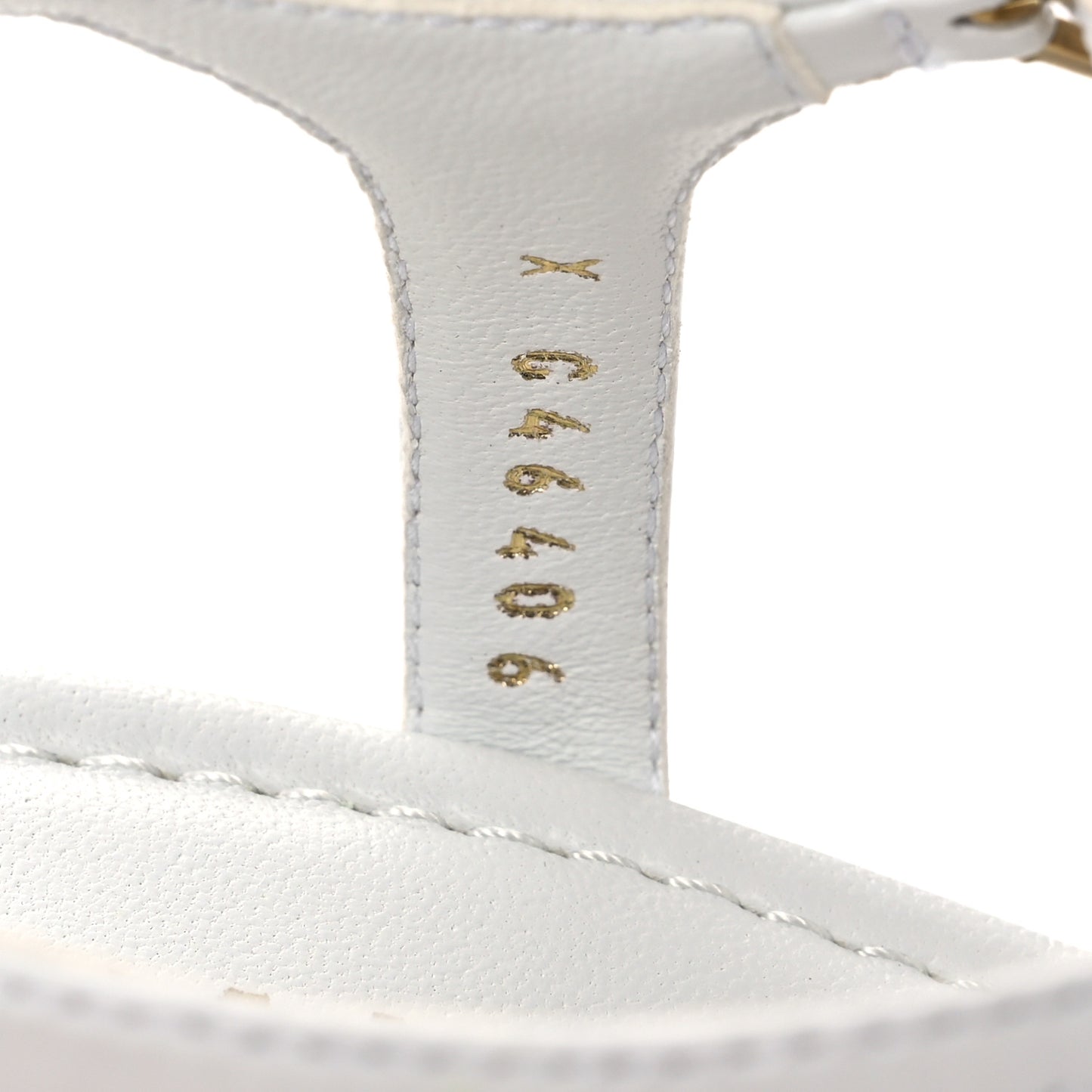 Patent Goatskin Cork CC Ankle Strap Platform Sandals 40 White