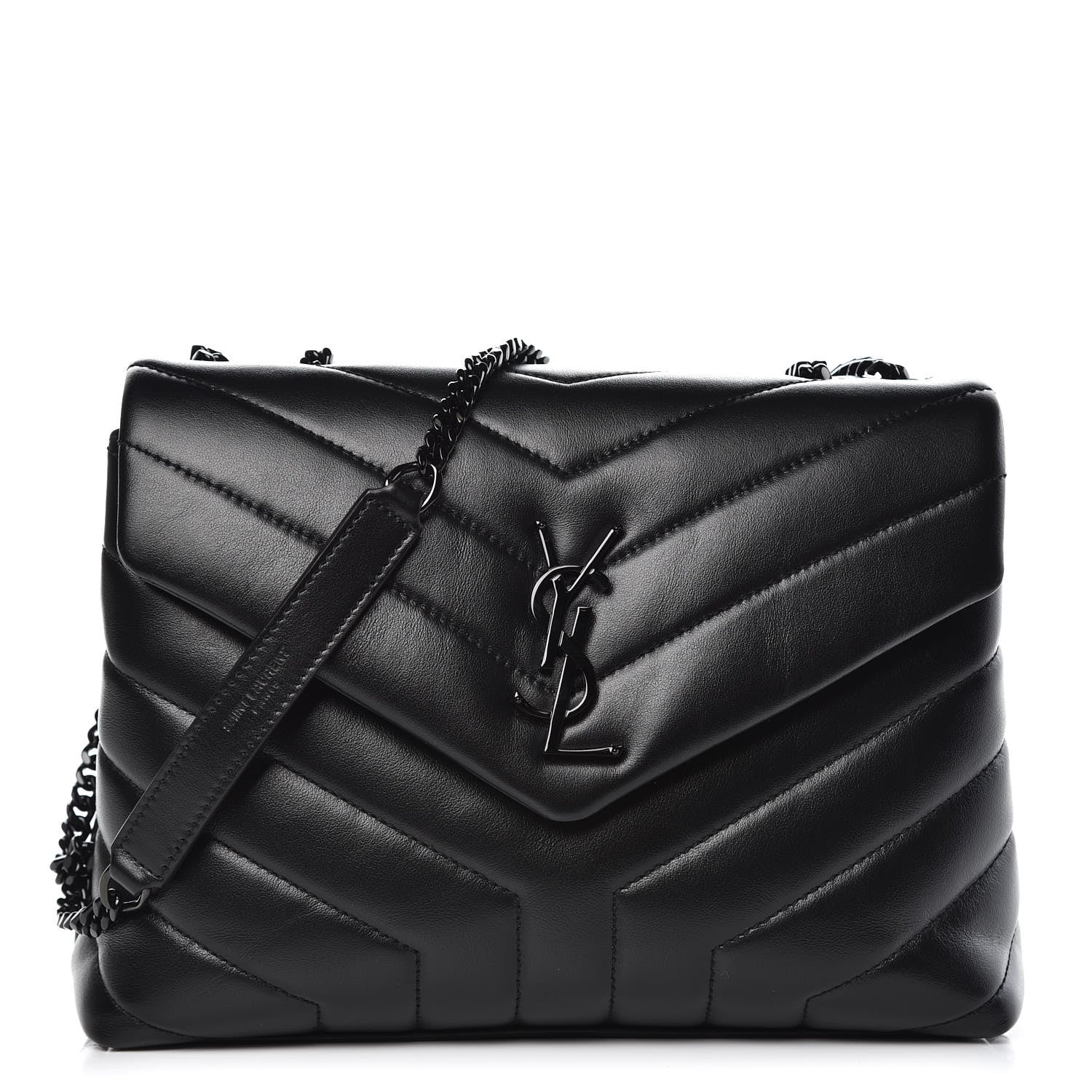 Saint Laurent Calfskin Y Quilted Monogram Small Loulou Chain Satchel Black 1 of 6