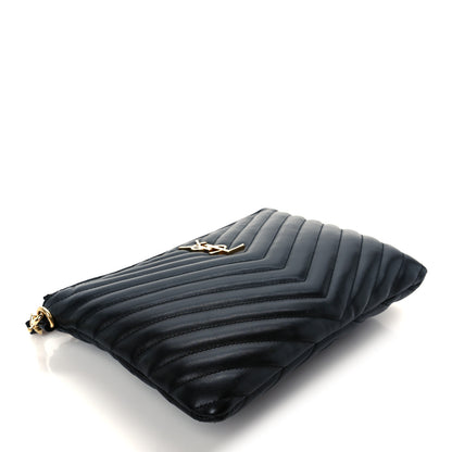 Saint Laurent Calfskin Matelasse Chevron Monogram A5 Wristlet Black 7 of 16