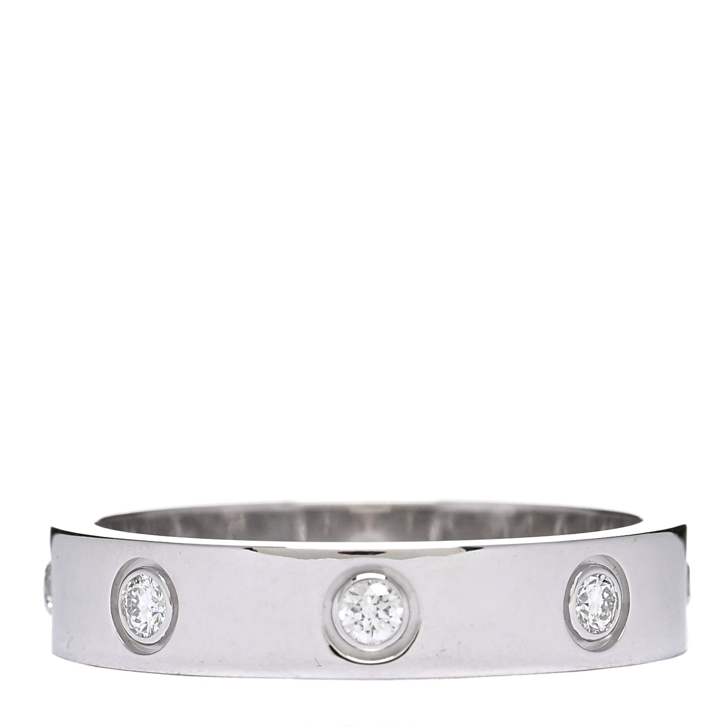 18K White Gold 8 Diamond 4mm Wedding Band LOVE Ring 52 6