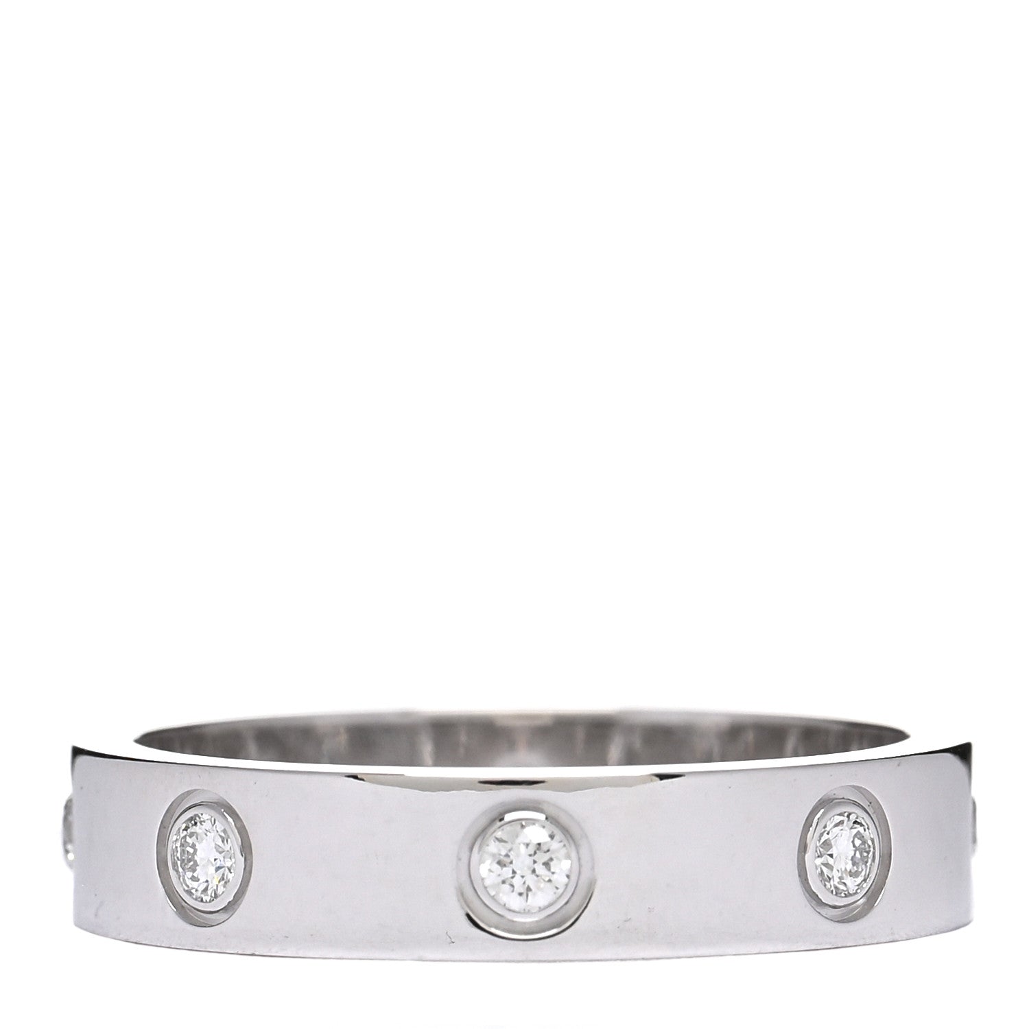 Cartier 18K White Gold 8 Diamond 4mm Wedding Band LOVE Ring 52 6 3 of 4