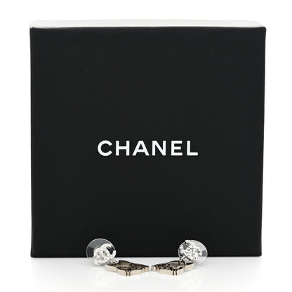 Chanel Crystal Emoji Choupette Cat CC Earrings Silver 5 of 5