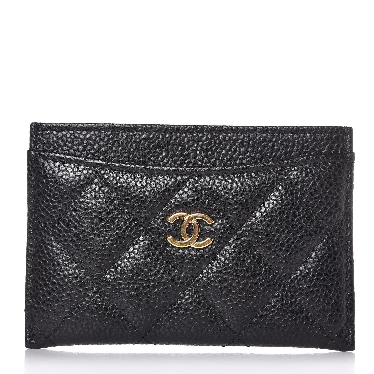 Caviar Quilted Card Holder Black