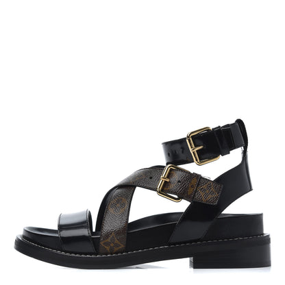 Louis Vuitton Monogram Crossroad Comfort Sandals 37 Black 1 of 13