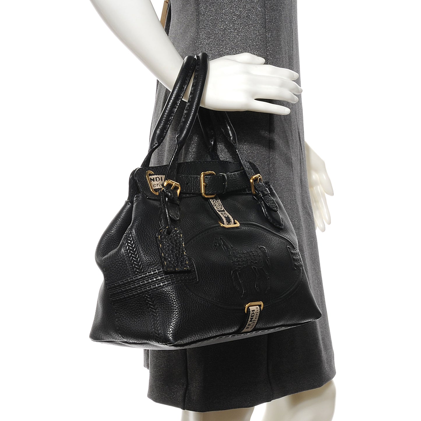 Calfskin Romano Selleria Borghese Tote Black