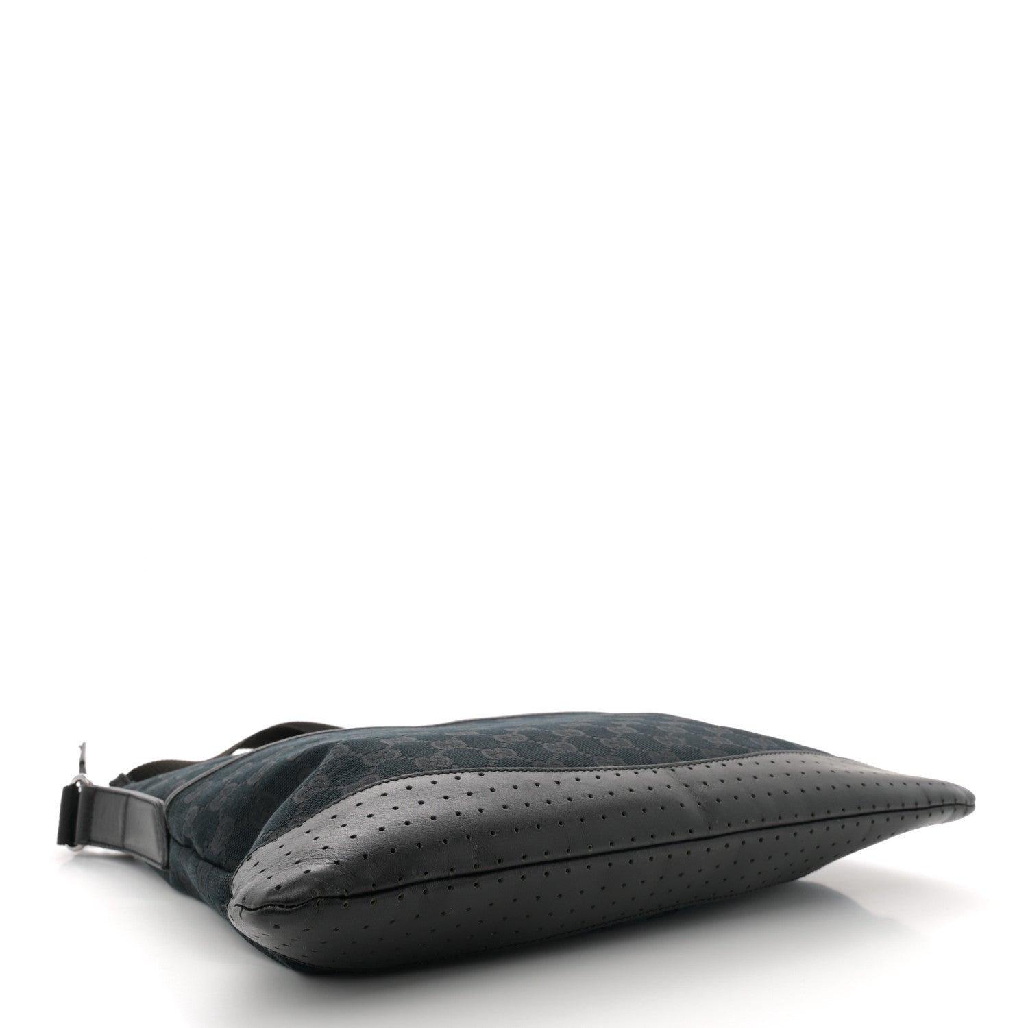Gucci Monogram Calfskin Perforated Medium Flat Messenger Bag Black 4 of 12