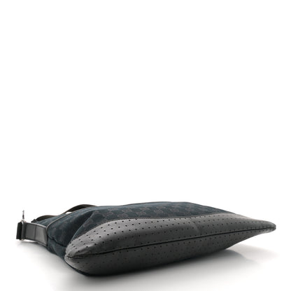 Gucci Monogram Calfskin Perforated Medium Flat Messenger Bag Black 4 of 12