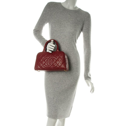 Chanel Caviar Quilted Small Bowler Dark Red 2 of 7