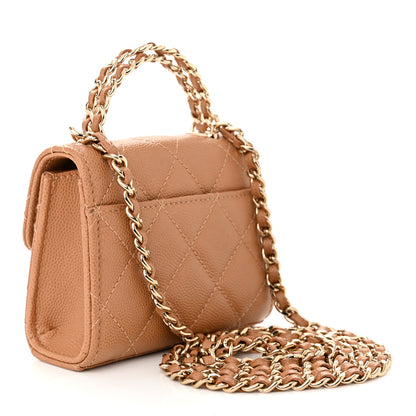 Chanel Caviar Quilted Mini Chain Top Handle With Chain Beige 3 of 10