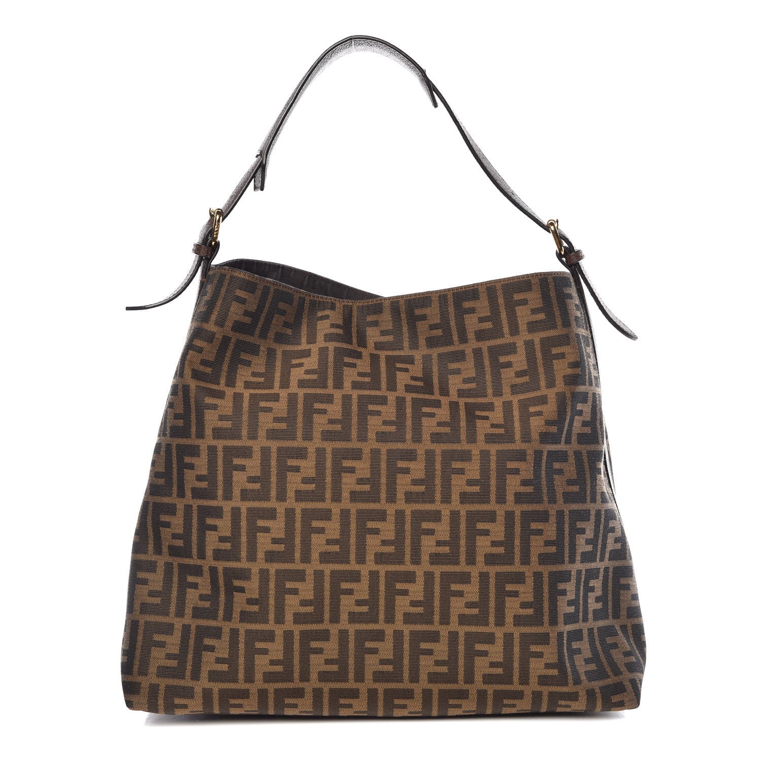 Fendi Zucca Vitello Artic Large Hobo Tobacco Castagna 1 of 10