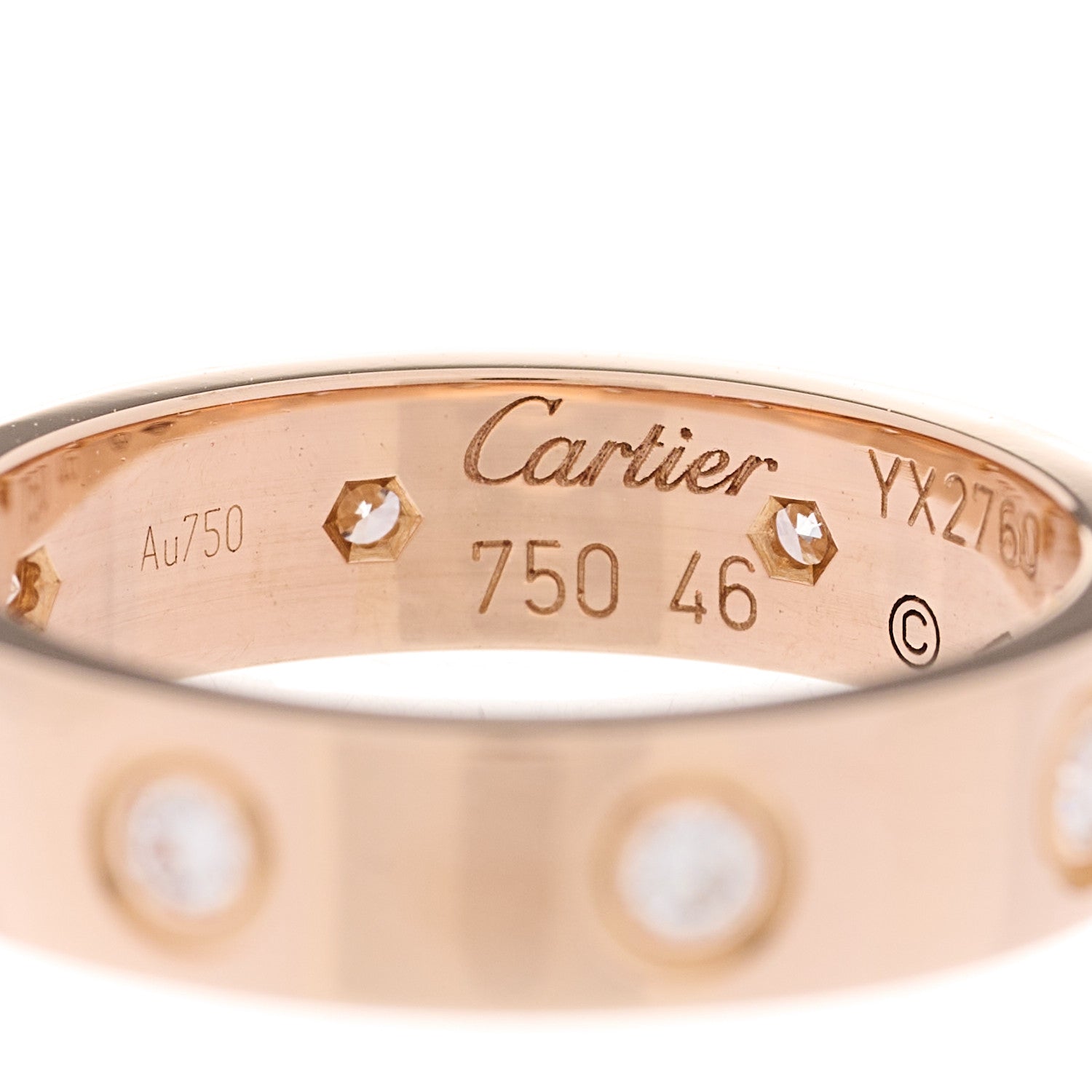 Cartier 18K Pink Gold 8 Diamond 4mm LOVE Wedding Band Ring 46 3.75 4 of 4