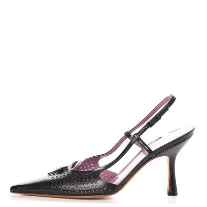 Chanel Lambskin Perforated CC Slingback Pumps 36 Black 1 of 9