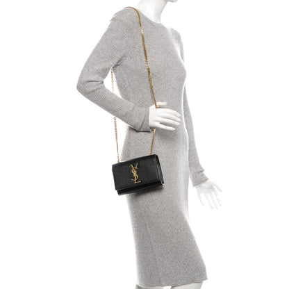 Saint Laurent Grain De Poudre Small Monogram Kate Satchel Black 2 of 7