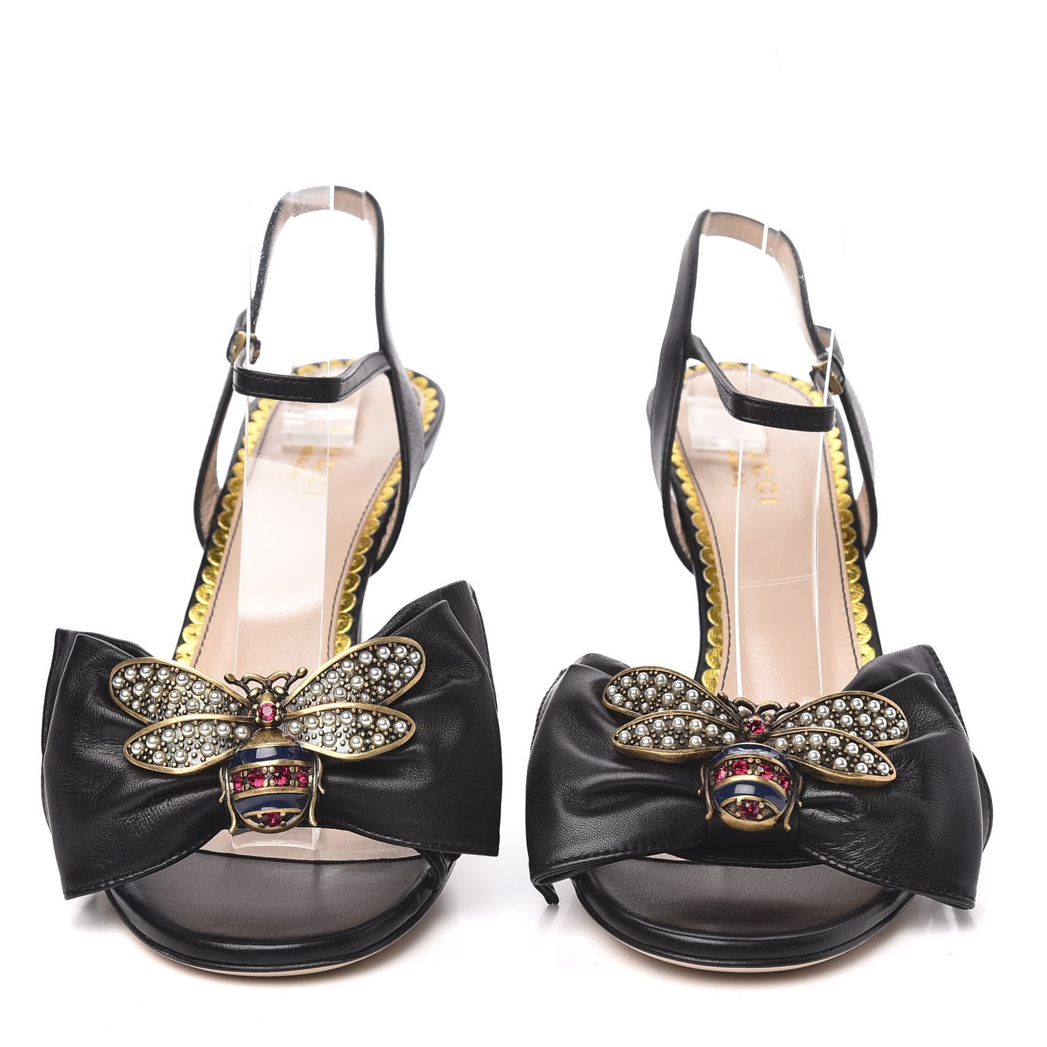 Gucci Nappa Queen Margaret Mid Heel Sandals 38 Black 2 of 7