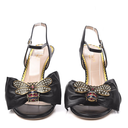 Gucci Nappa Queen Margaret Mid Heel Sandals 38 Black 2 of 7