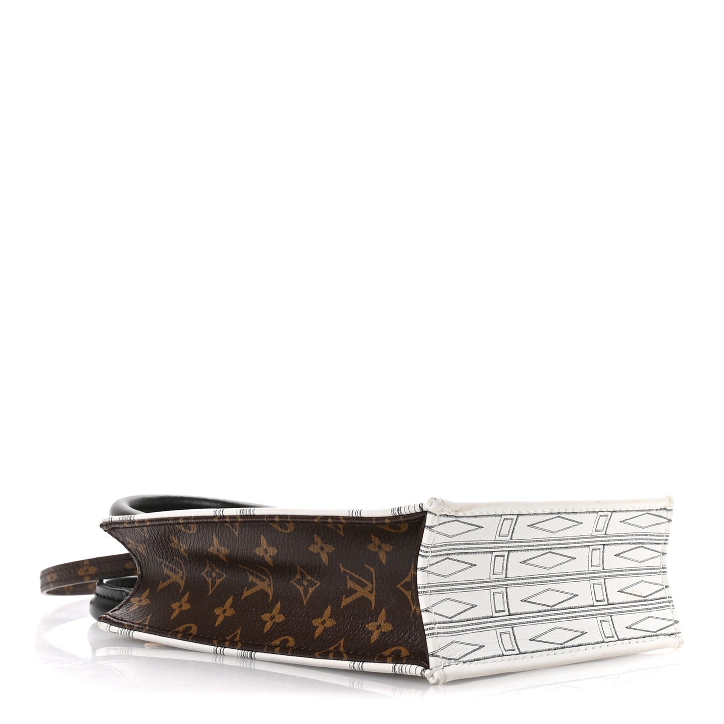 X FORNASETTI Calfskin Architettura Petit Sac Plat Black White
