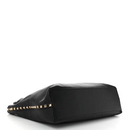 Valentino Garavani Grained Calfskin Rockstud Flip Lock Tote Black Rose Quartz 5 of 10