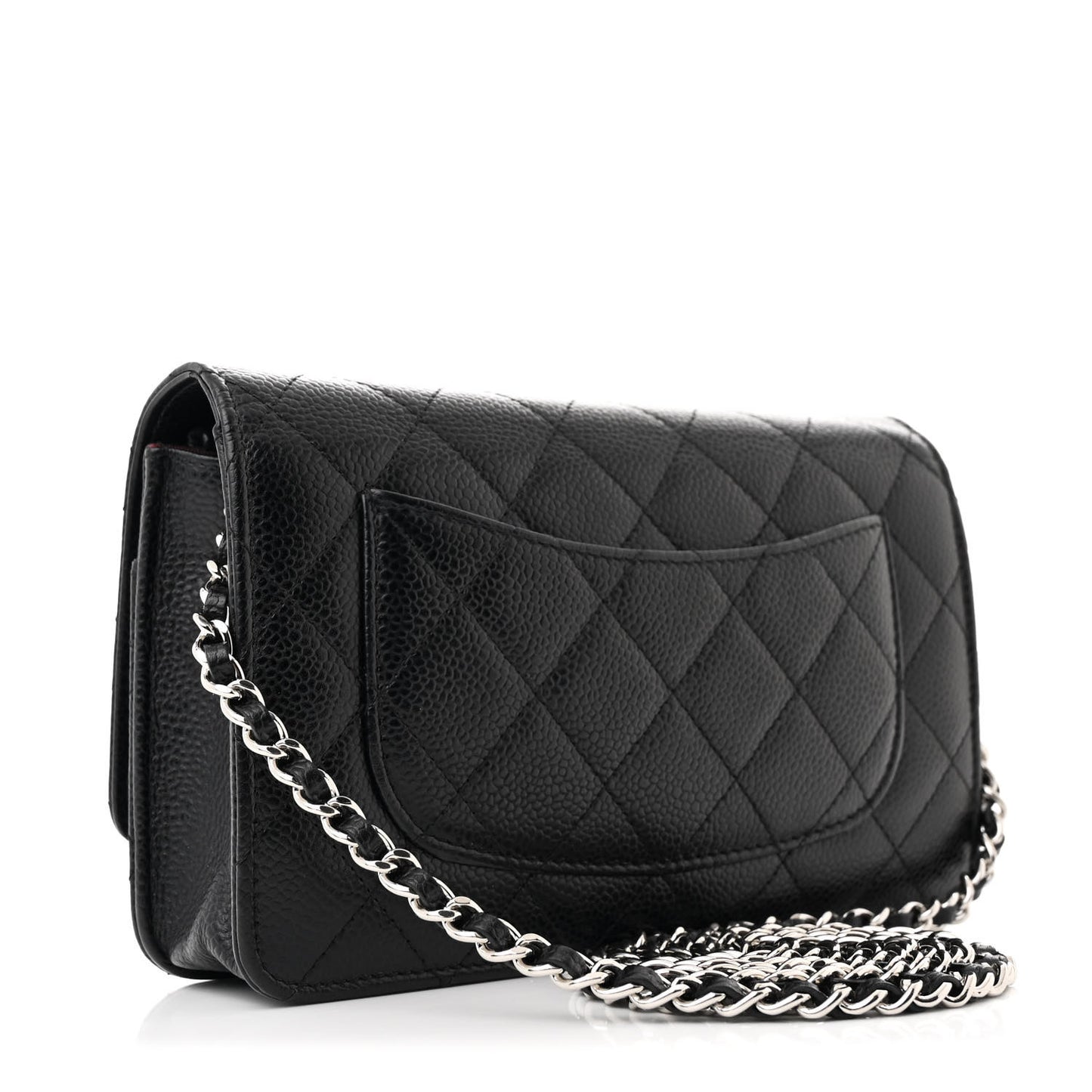 Caviar Quilted Wallet on Chain WOC Black