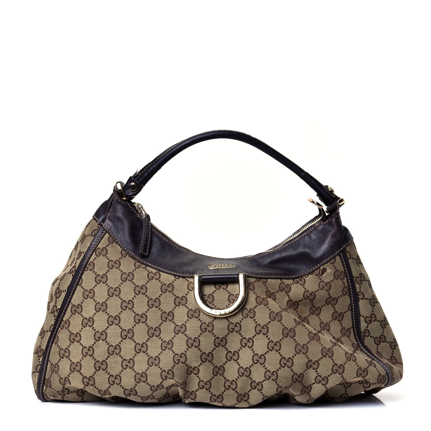 Monogram Large D Gold Hobo Dark Brown
