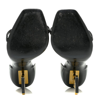 Saint Laurent Patent Calfskin Opyum 110 Sandals 36.5 Black Gold 5 of 8