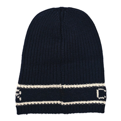 Christian Dior Cashmere Wool D-White Beanie Navy Blue White 3 of 5