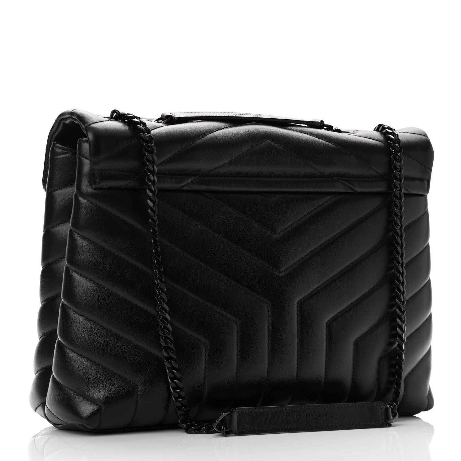 Saint Laurent Calfskin Y Quilted Monogram Medium Loulou Chain Satchel Black 2 of 8